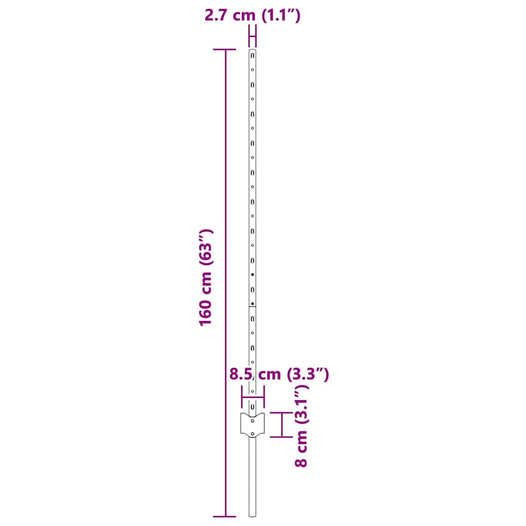 Stup za ogradu 22 pcs Zelena 160 cm Čelik