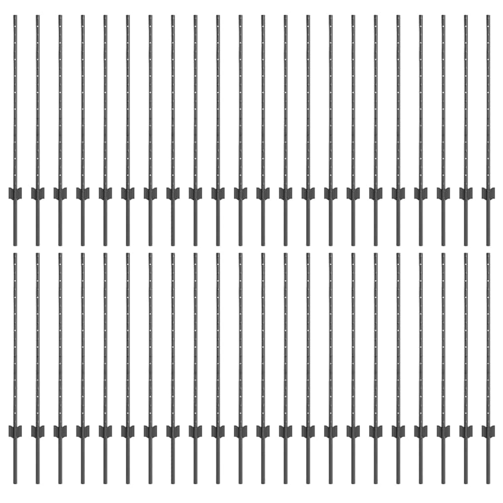 Stup za ogradu 44 pcs Siva 140 cm Čelik
