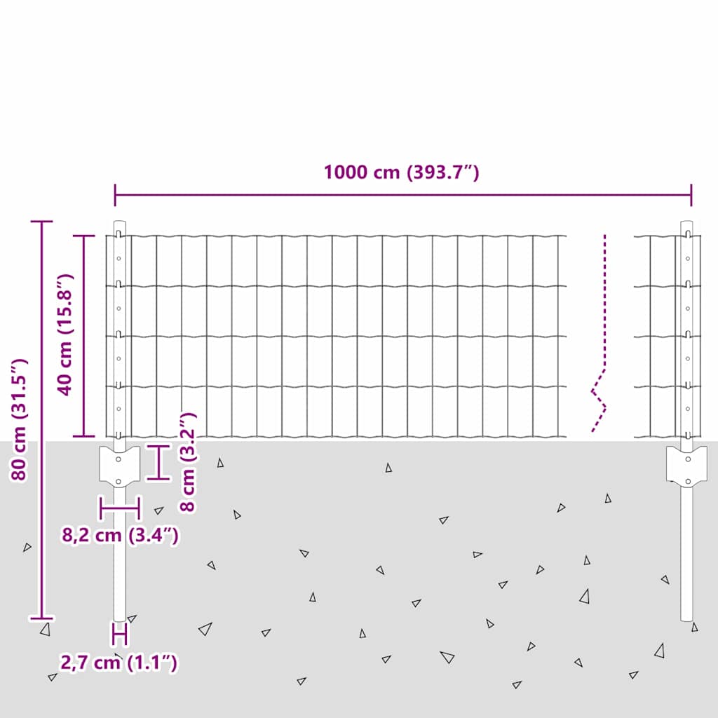 Zavarena žičana ograda 10 x 0,4 m (Š x V) Čelik premazan PVC-om