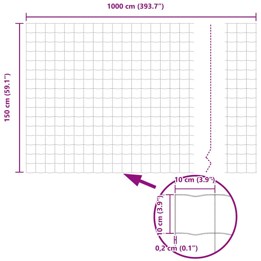 Zavarena žičana ograda 10 x 1,5 m (Š x V) Čelik premazan PVC-om