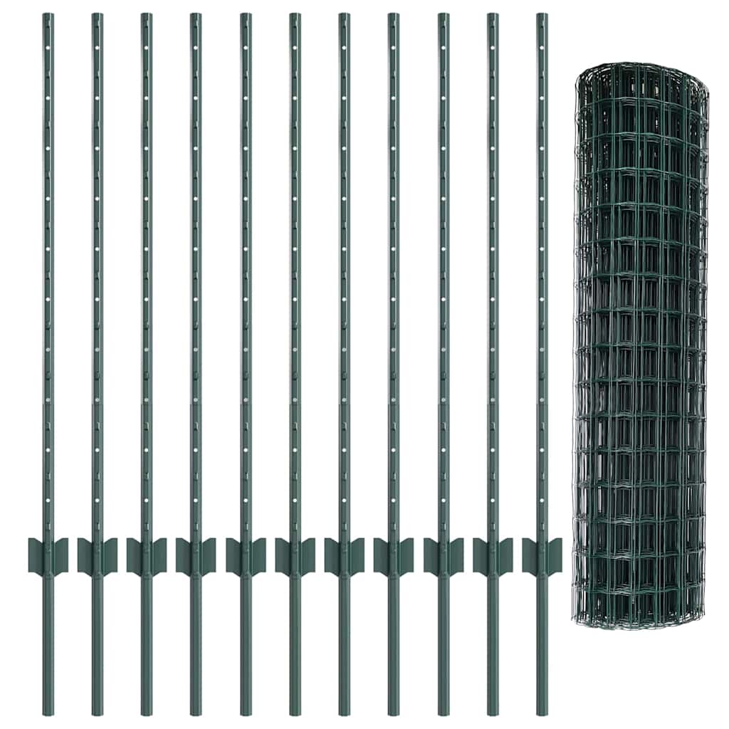 Euro ograda s postom 25 x 1 m Čelik premazan PVC-om Zelena
