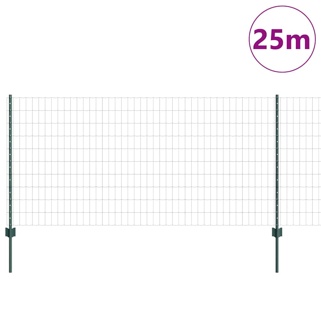 Euro ograda s postom 25 x 1 m Čelik premazan PVC-om Zelena