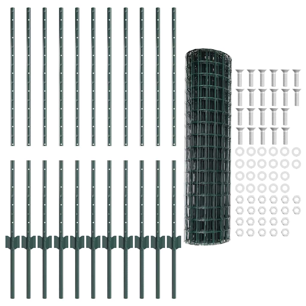 Euro ograda s postom 25 x 1 m Čelik premazan PVC-om Zelena