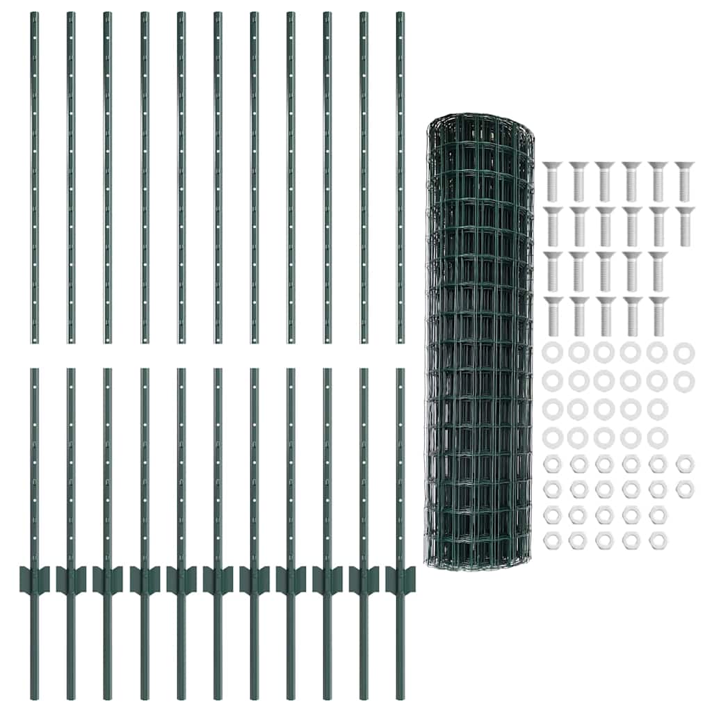 Euro ograda s postom 25 x 1,2 m Čelik premazan PVC-om Zelena