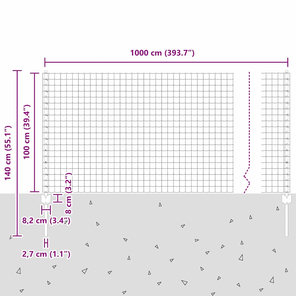 Zavarena žičana ograda 10 x 1 m (Š x V) Čelik premazan PVC-om