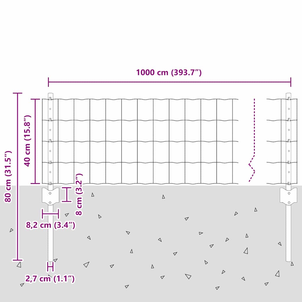 Euro ograda s postom 10 x 0,4 m Čelik premazan PVC-om Siva