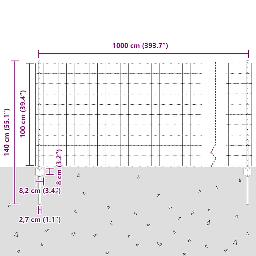 Euro ograda s postom 10 x 1 m Čelik premazan PVC-om Siva Mreža