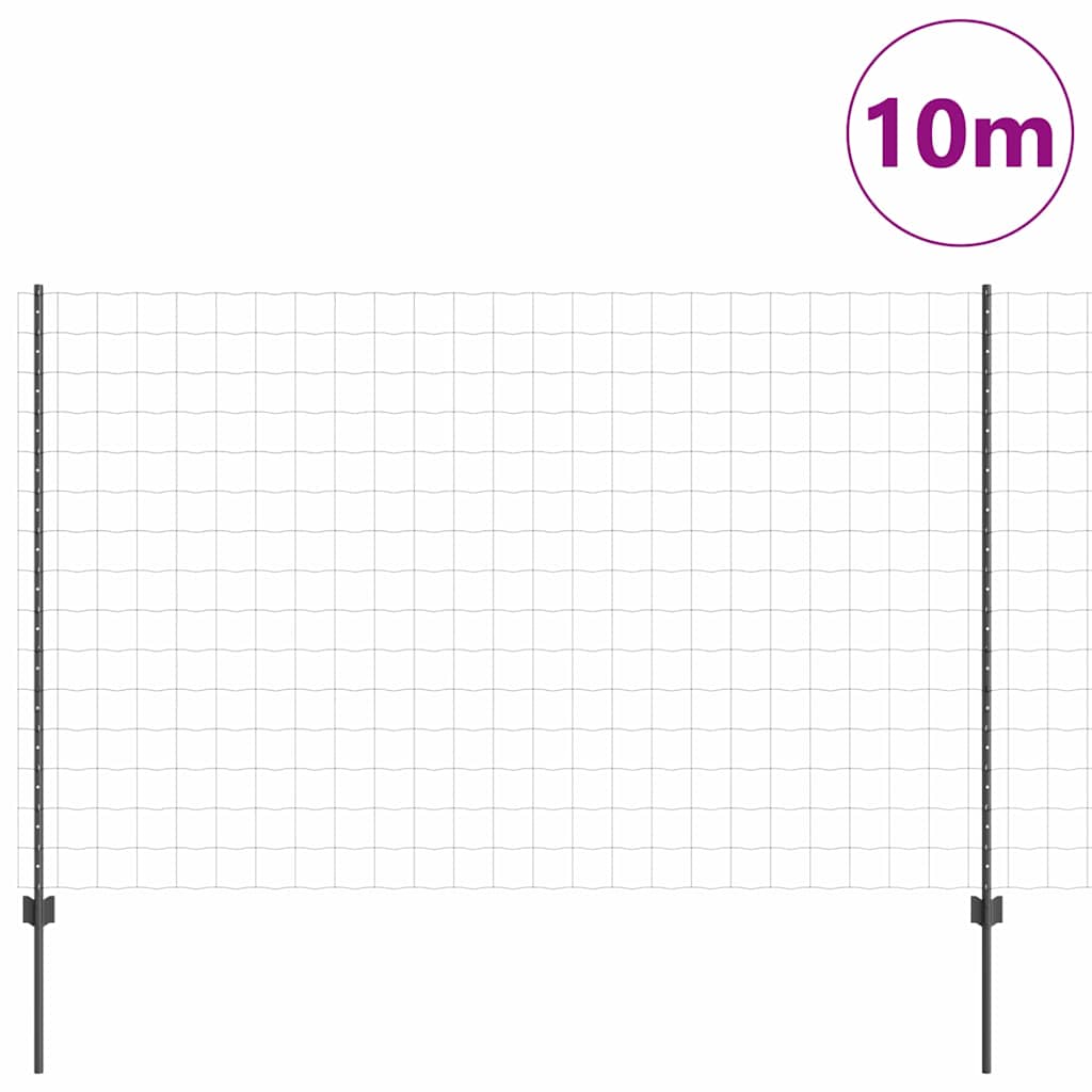 Euro ograda s postom 10 x 1,6 m Čelik premazan PVC-om Siva