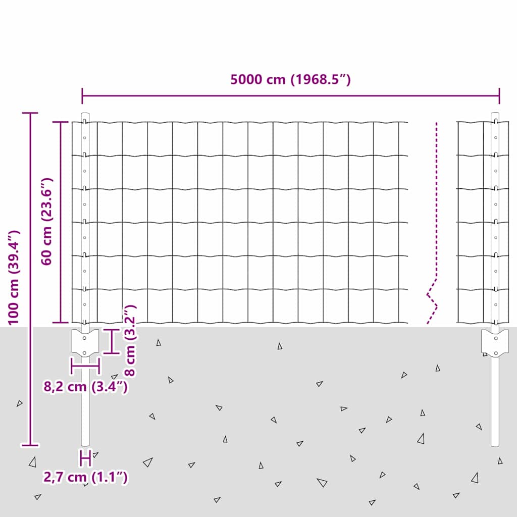 Zavarena žičana ograda 50 x 0,6 m (Š x V) Čelik premazan PVC-om