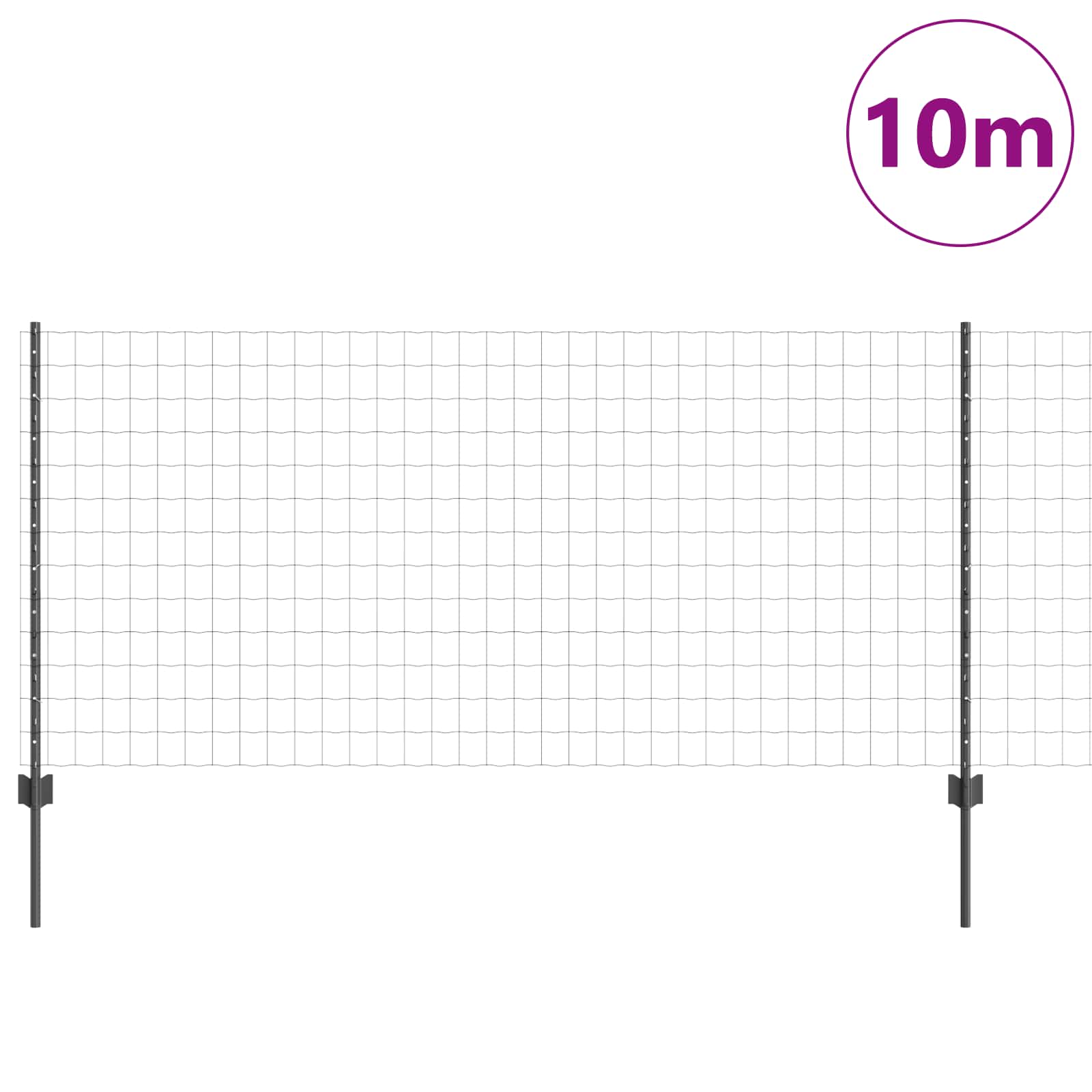 Euro ograda s postom 10 x 1 m Čelik premazan PVC-om Siva Mreža