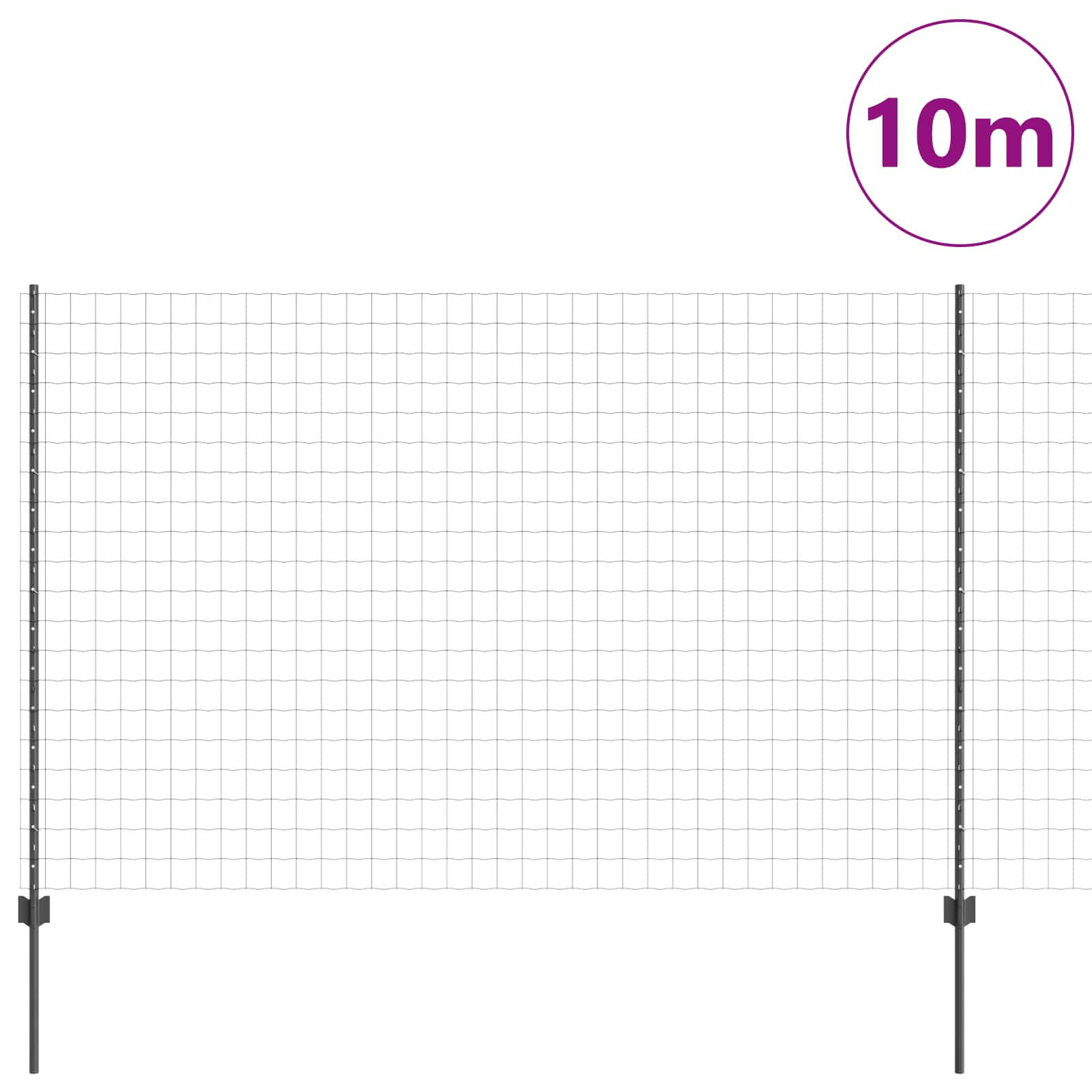 Euro ograda s postom 10 x 1,5 m Čelik premazan PVC-om Siva