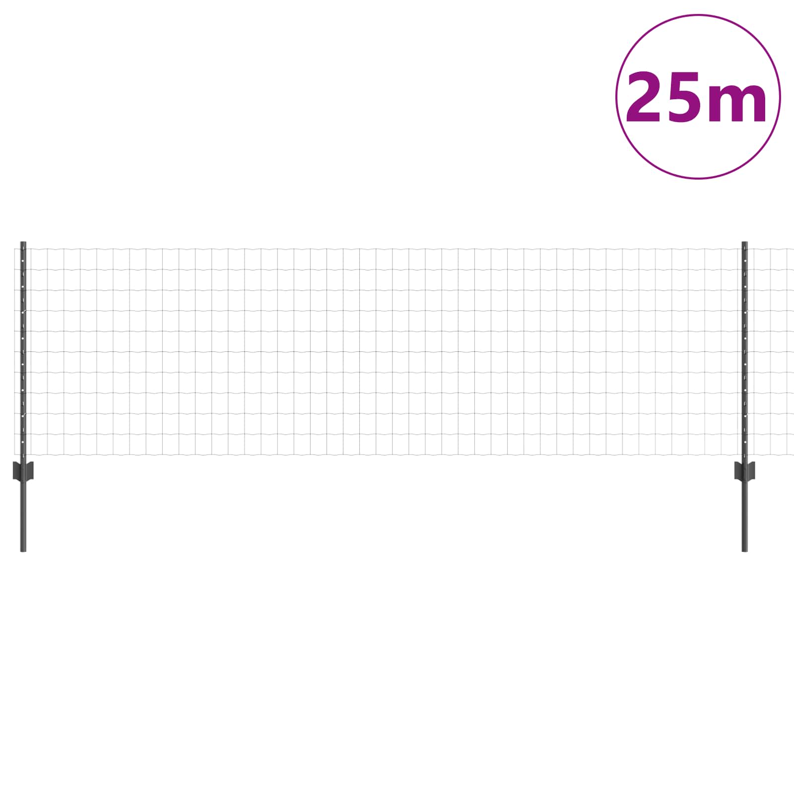 Euro ograda s postom 25 x 0,8 m Čelik premazan PVC-om Siva