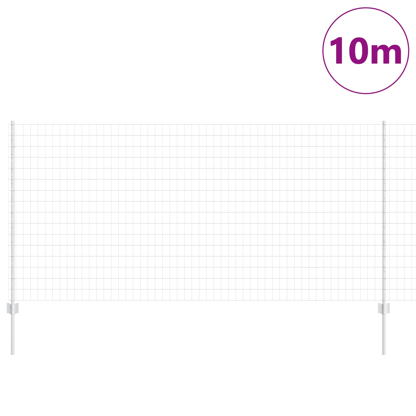 Ograda s postovima Srebrno 1,2 x 10 m Čelik