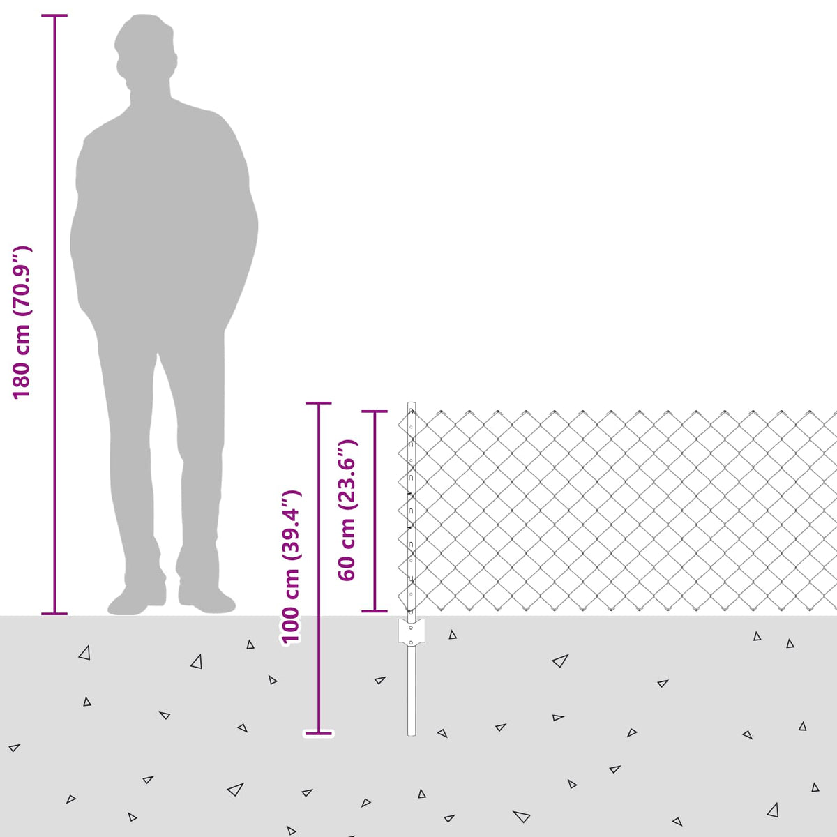 Ograda od pletene žice sa stupovima 10 x 0,6 m