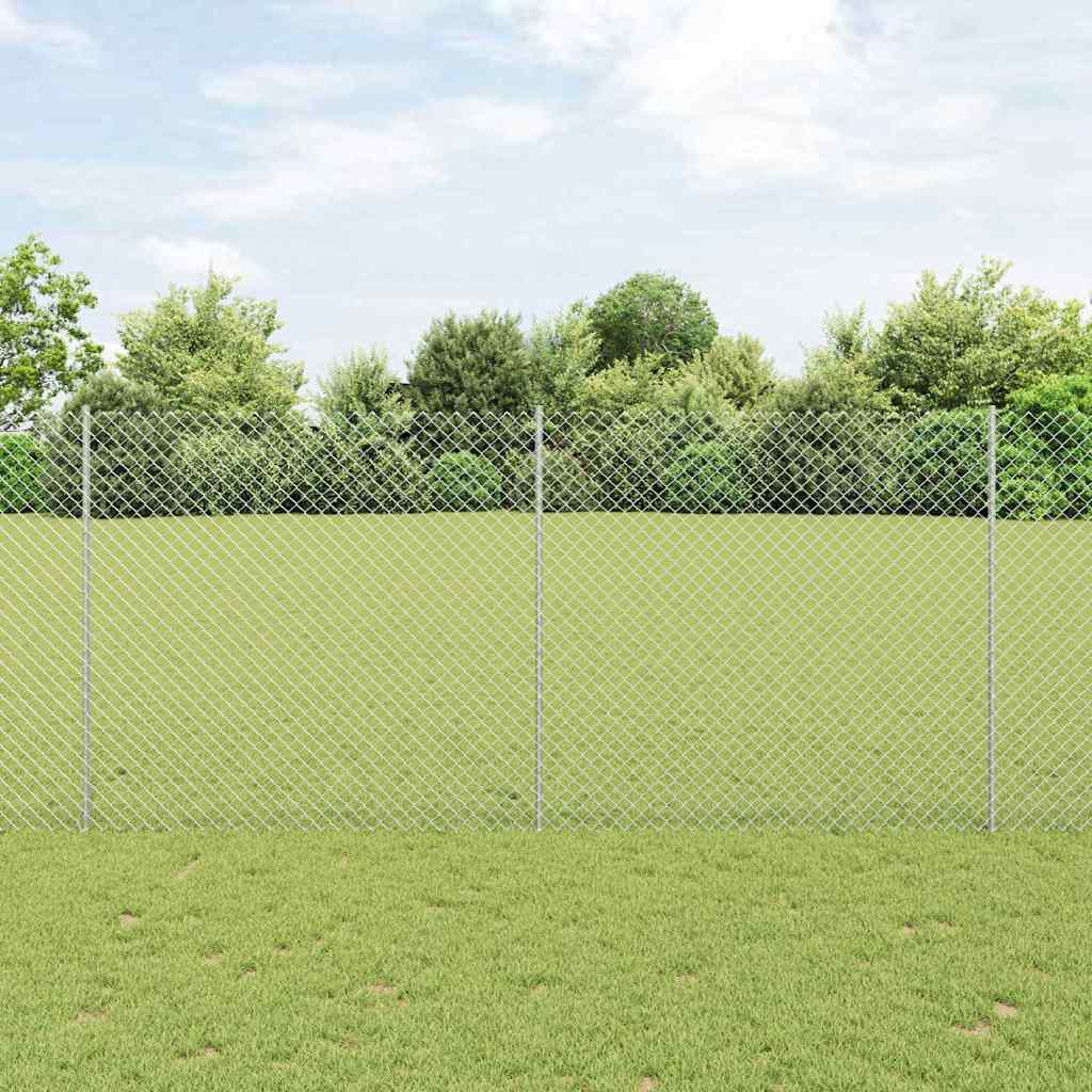 Ograda od lančanih veza s postom 10 x 1,4 m Srebrna Mreža