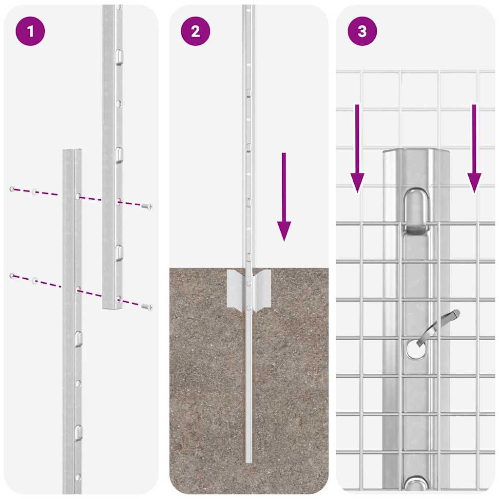 Zavarena žičana ograda s postom 10 x 1,5 m Srebrna Mreža
