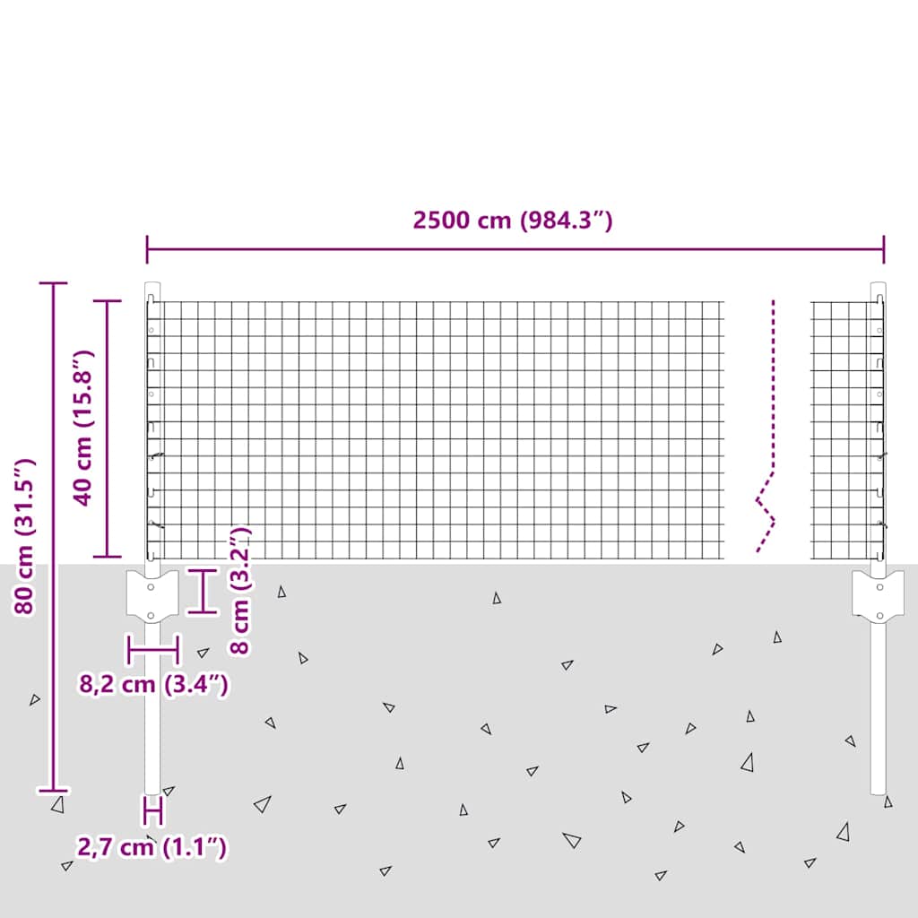 Zatvorena žičana ograda s postovima 25 x 0,4 m Pocinčani čelik