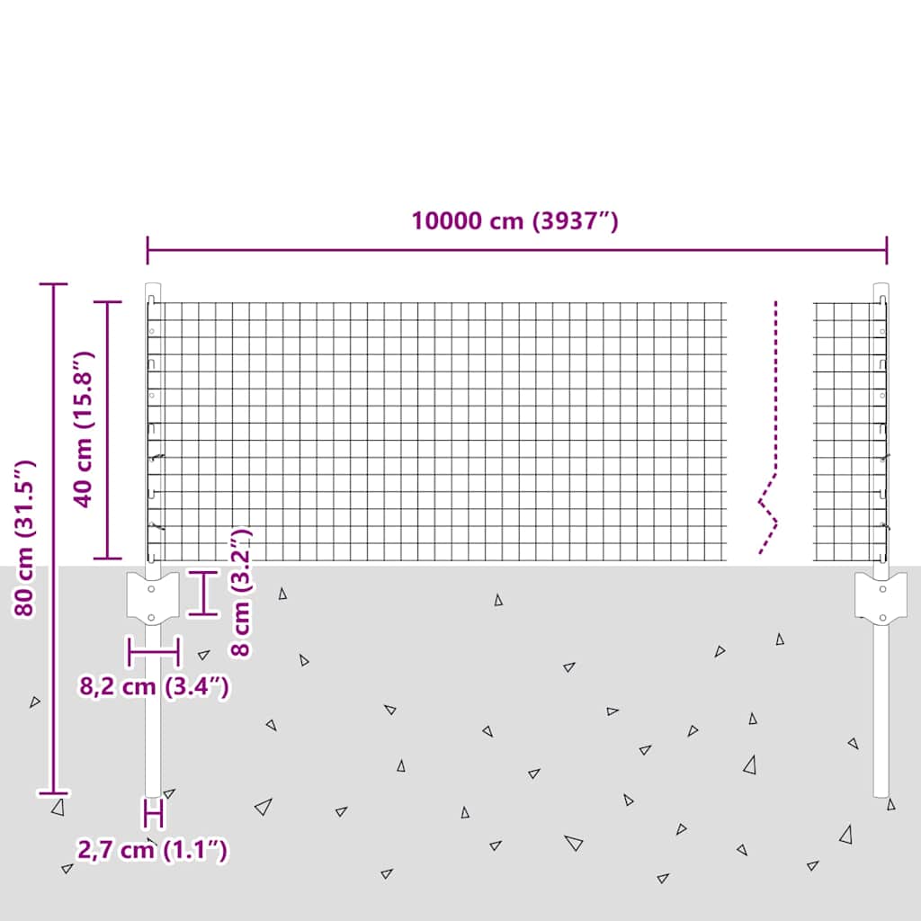 Zatvorena žičana ograda s postovima 100 x 0,4 m Pocinčani čelik