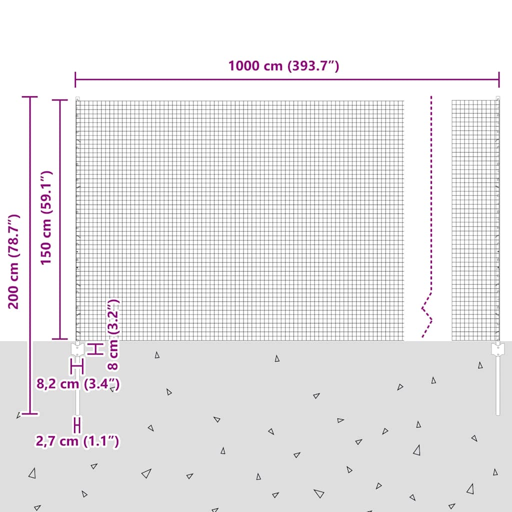 Zatvorena žičana ograda s postovima 10 x 1,5 m Pocinčani čelik
