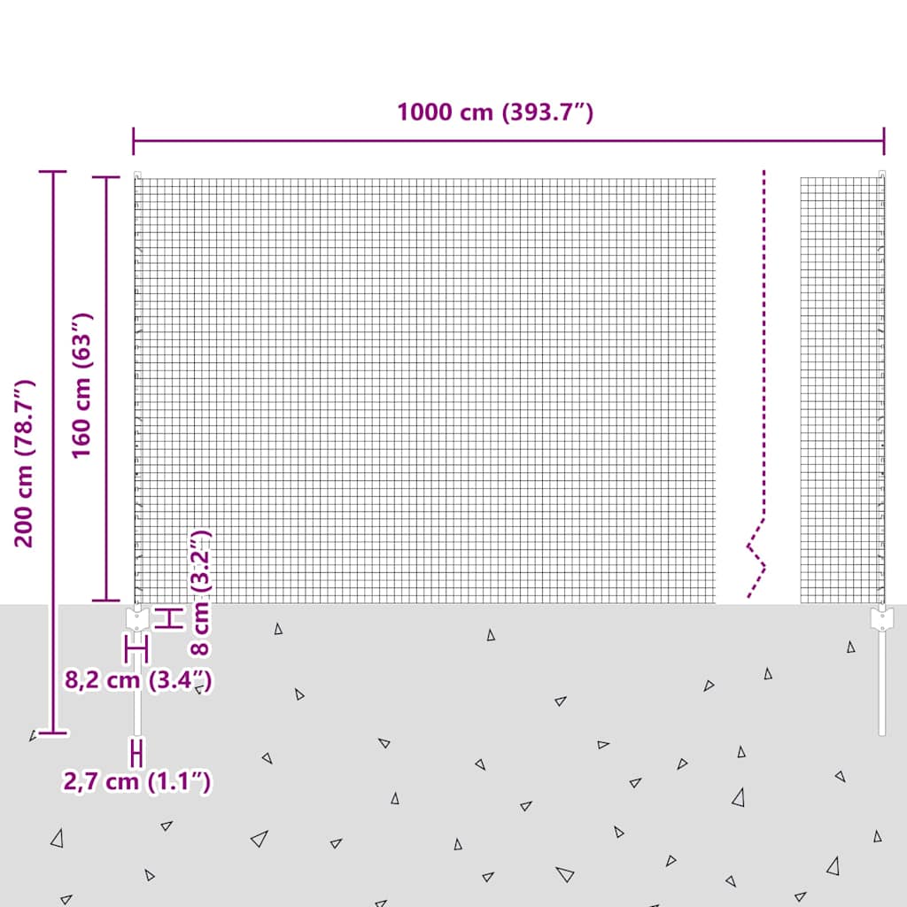 Zatvorena žičana ograda s postovima 10 x 1,6 m Zelena Mreža