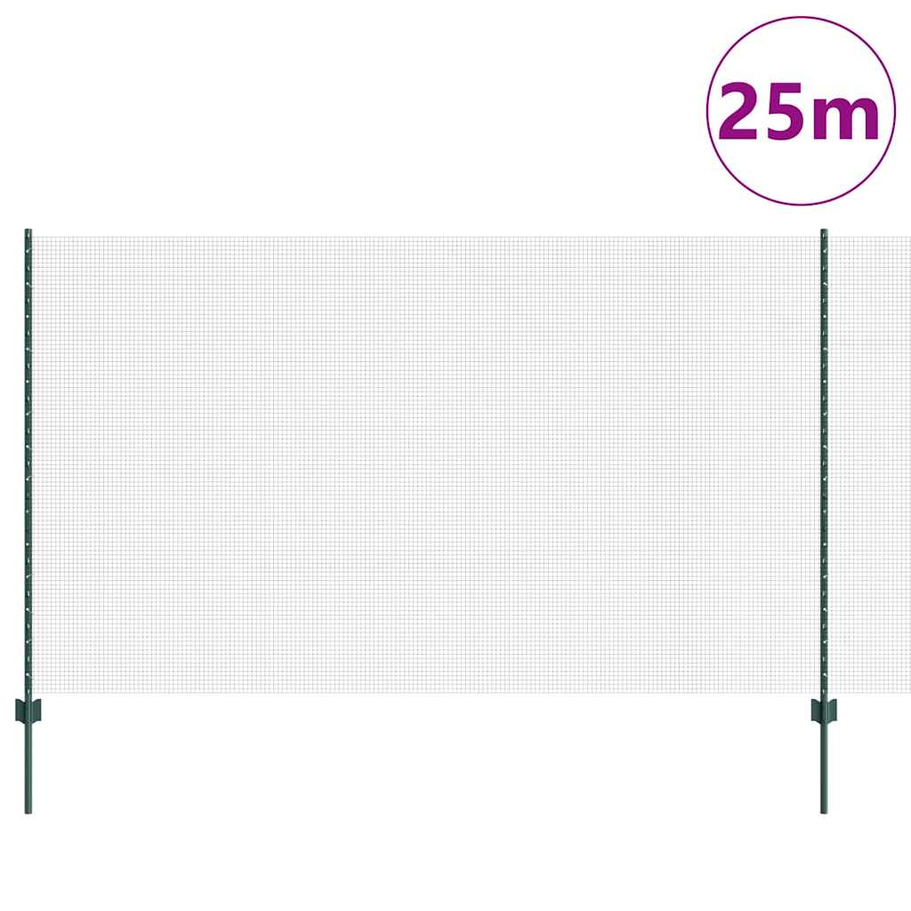 Zatvorena žičana ograda s postovima 25 x 1,4 m Zelena Mreža