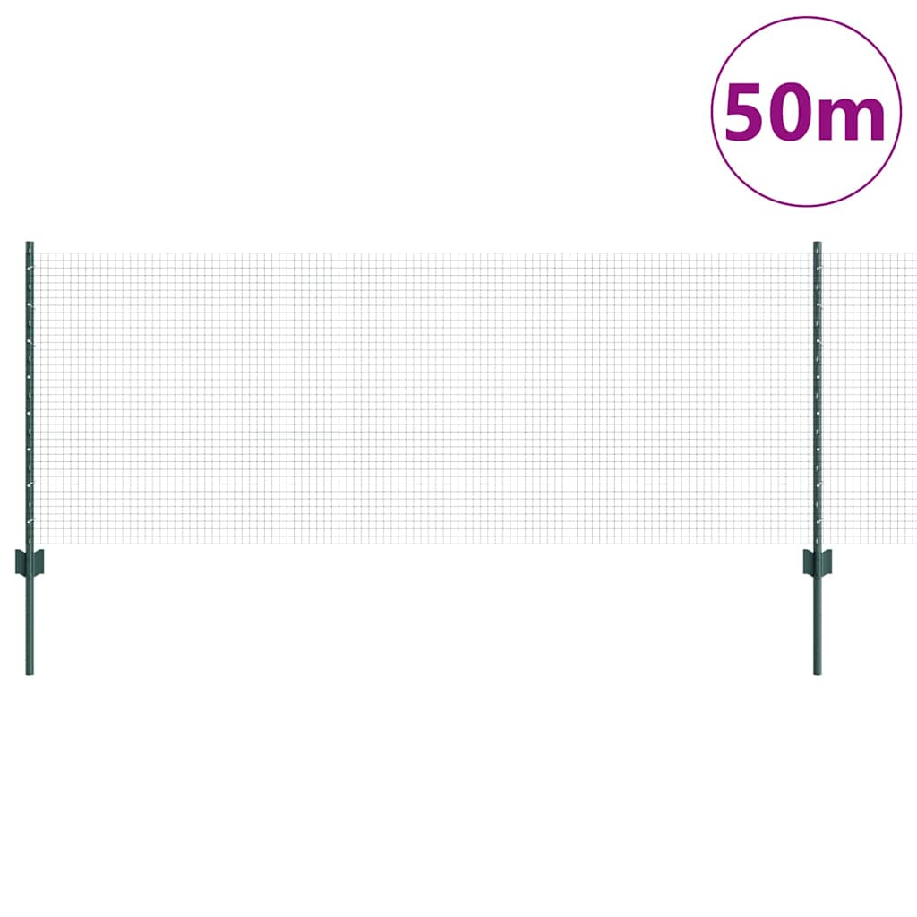 Zatvorena žičana ograda s postovima 50 x 0,8 m Zelena Mreža