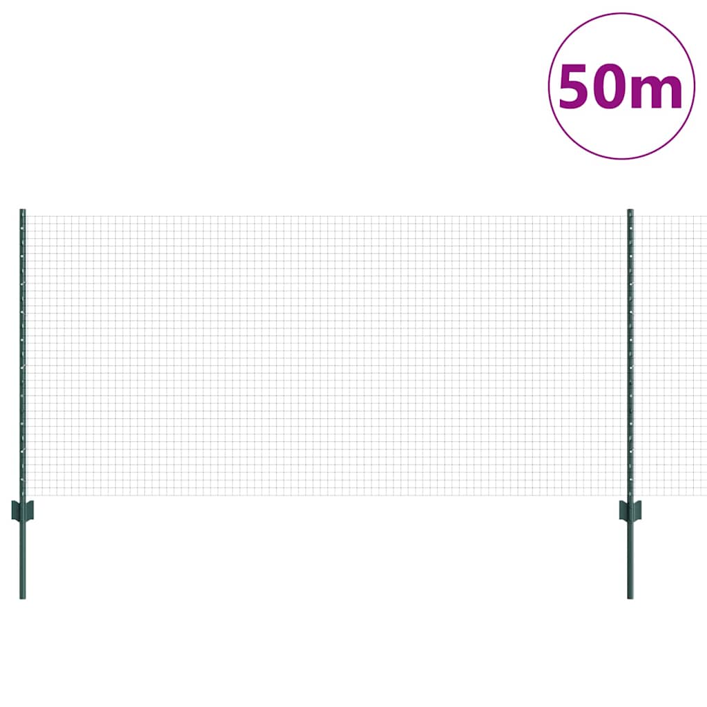 Zatvorena žičana ograda s postovima 50 x 1 m Zelena Mreža
