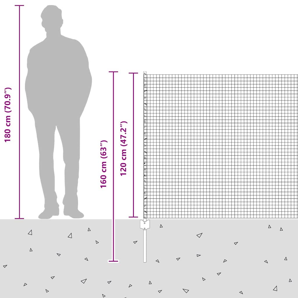 Zavarena žičana ograda s postom 50 x 1,2 m Zelena Mreža
