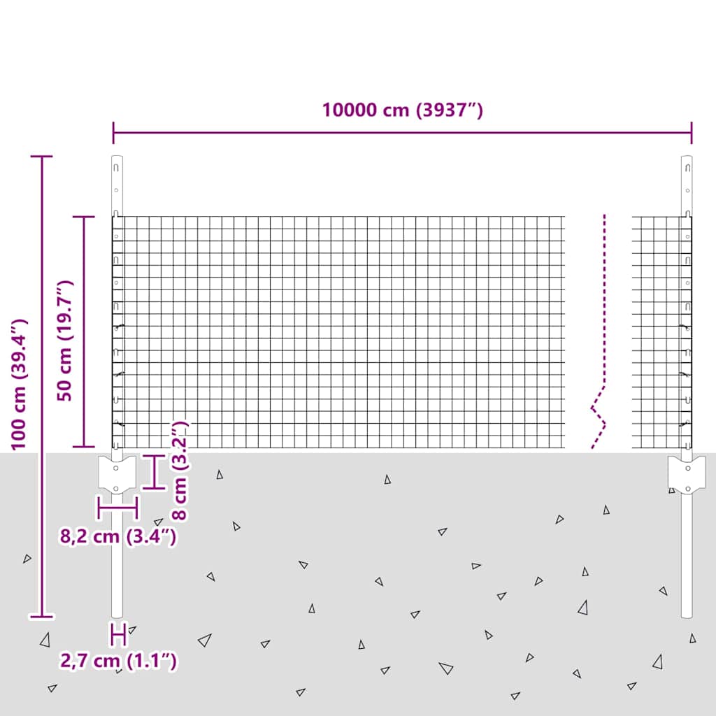 Zavarena žičana ograda s postom 100 x 0,5 m Zelena Mreža
