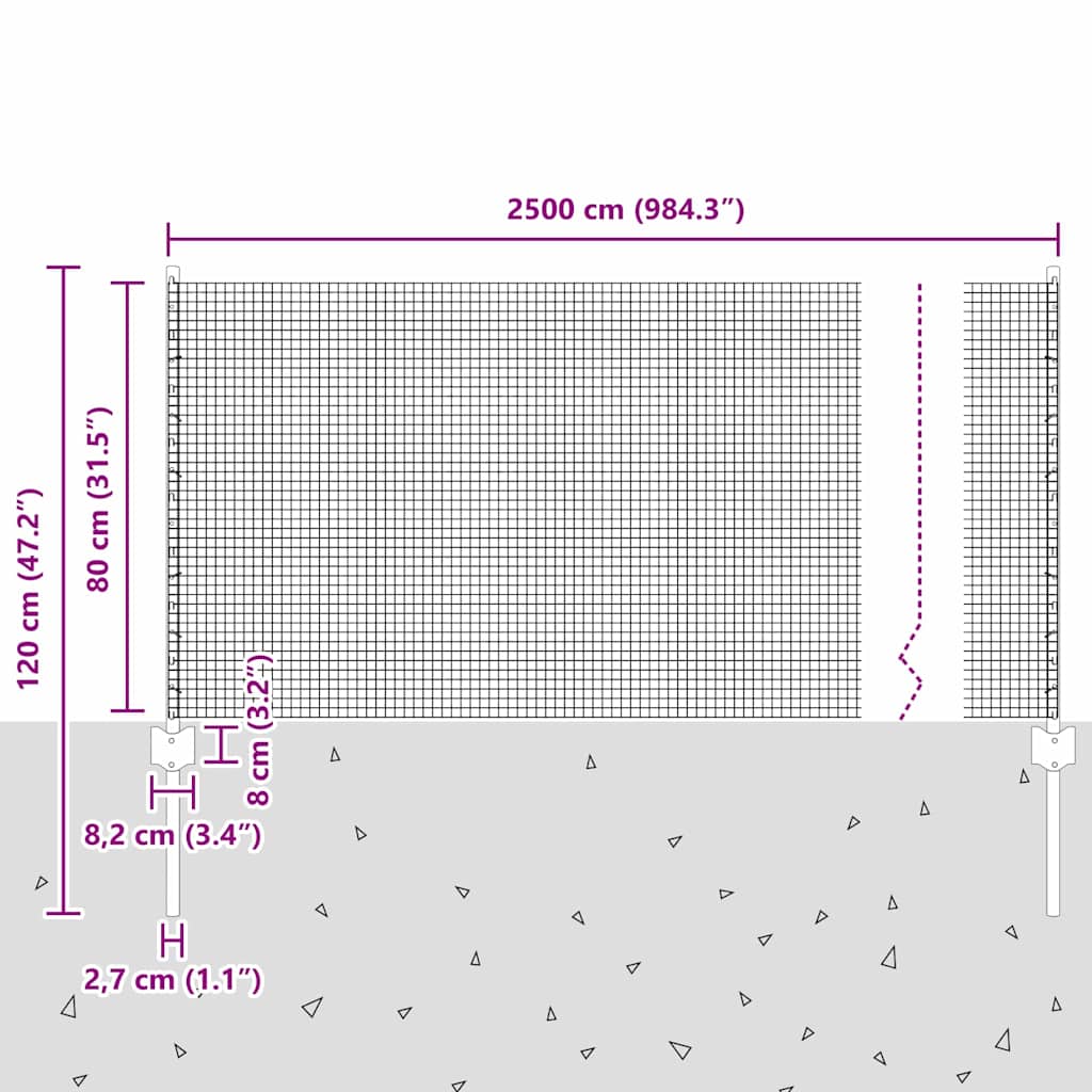 Zavarena žičana ograda s postom 100 x 0,8 m Zelena Mreža