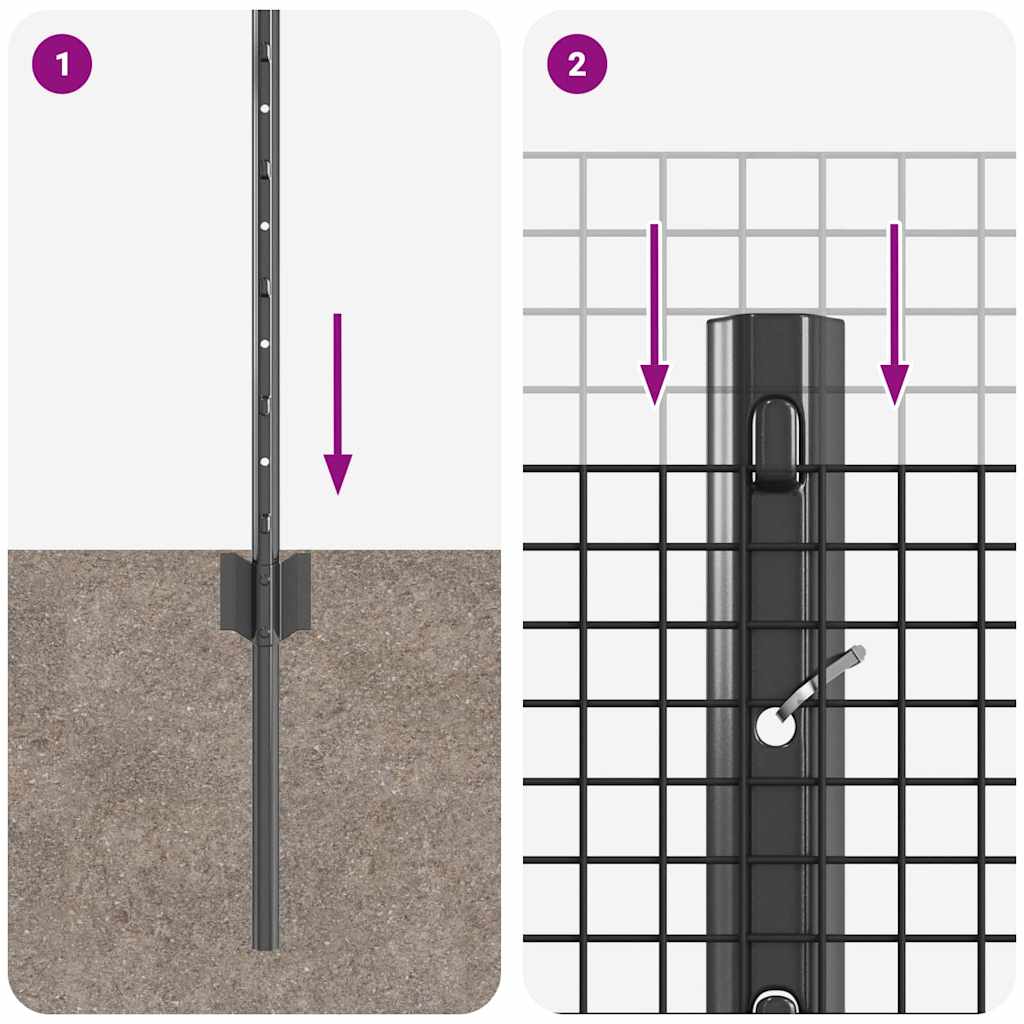 Zavarena žičana ograda s postom 10 x 0,8 m Siva Mreža