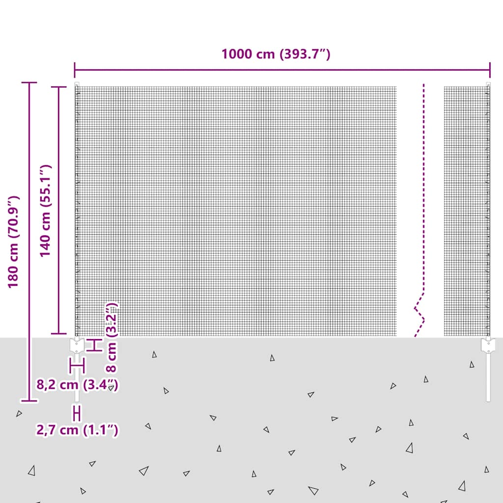 Zavarena žičana ograda s postom 10 x 1,4 m Siva Mreža