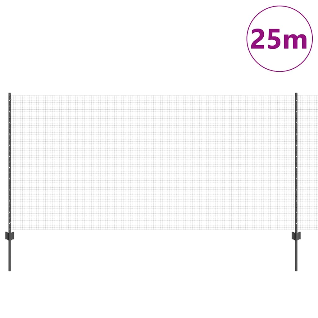 Zatvorena žičana ograda s postovima 25 x 1,2 m Siva Mreža