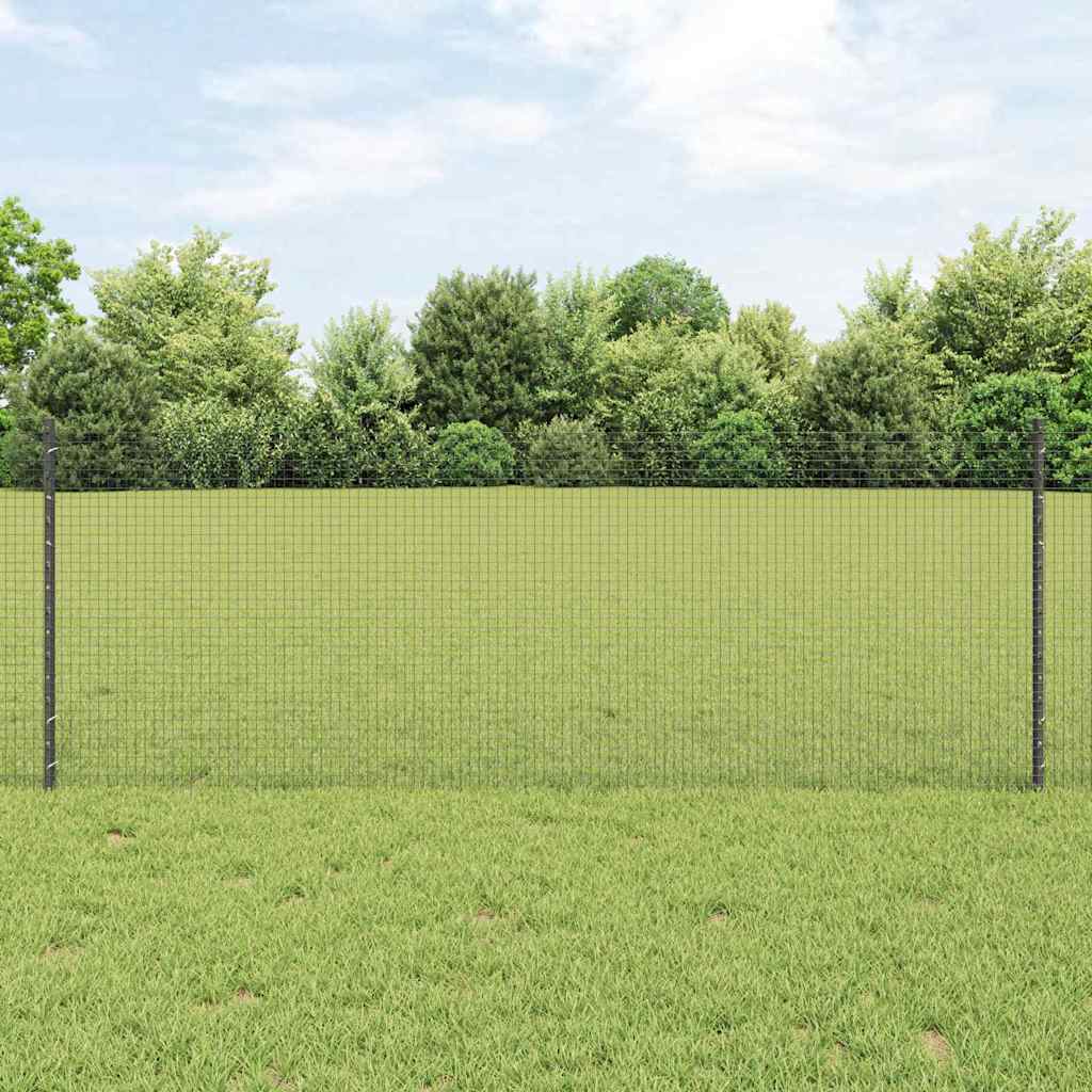 Zatvorena žičana ograda s postovima 50 x 0,8 m Siva Mreža