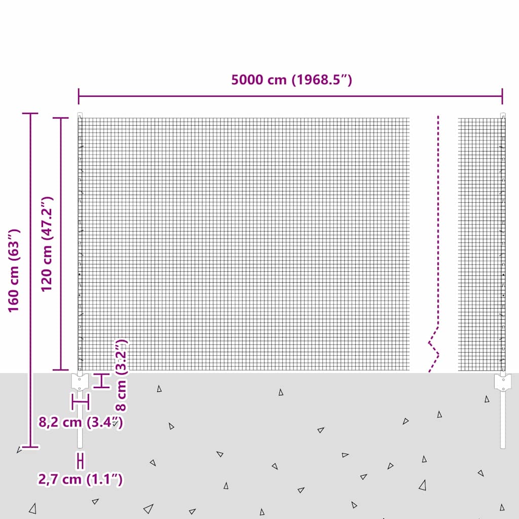 Zavarena žičana ograda s postom 50 x 1,2 m Siva Mreža