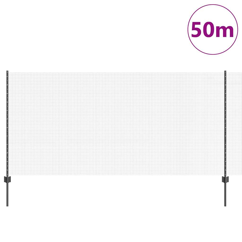 Zavarena žičana ograda s postom 50 x 1,2 m Siva Mreža