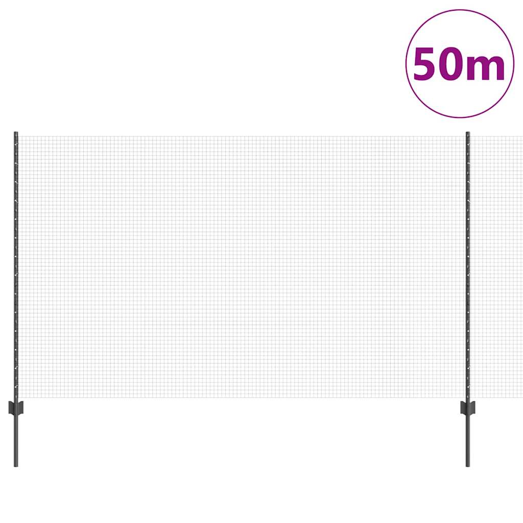 Zatvorena žičana ograda s postovima 50 x 1,4 m Siva Mreža