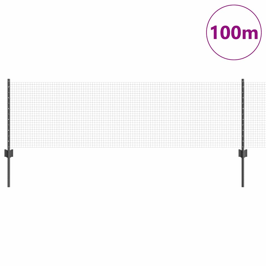 Zatvorena žičana ograda s postovima 100 x 0,6 m Siva Mreža