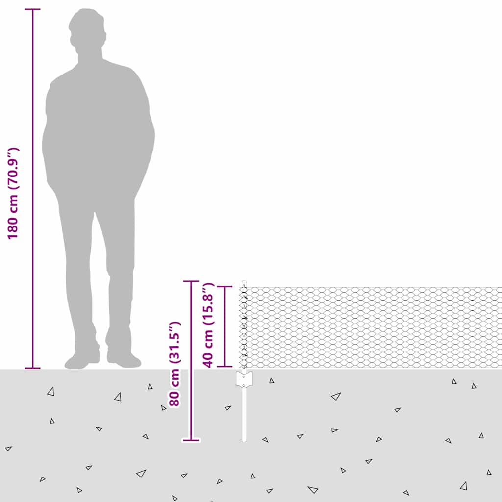 Heksagonalna ograda s stubom 10 x 0,4 m Čelik premazan PVC-om