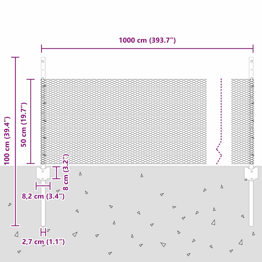 Heksagonalna ograda s stubom 10 x 0,5 m Čelik premazan PVC-om