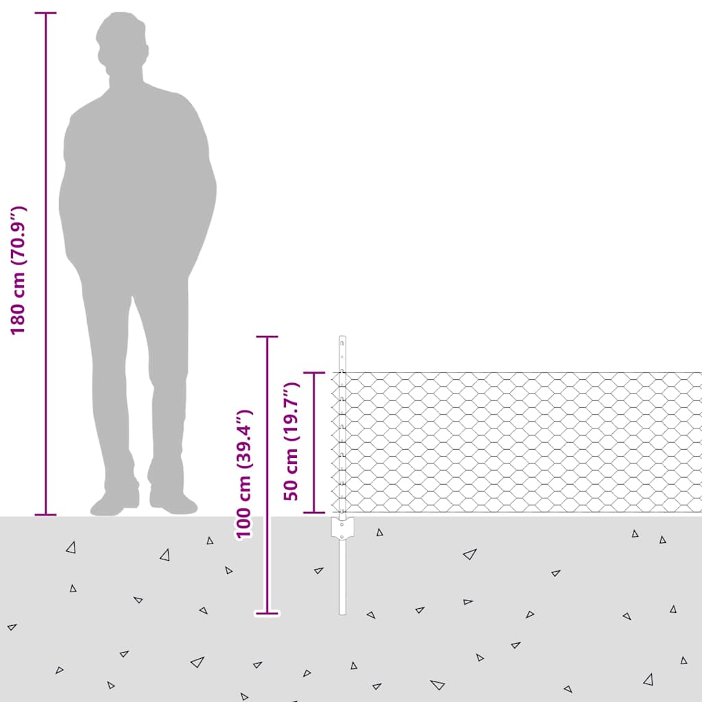 Heksagonalna ograda s stubom 10 x 0,5 m Čelik premazan PVC-om