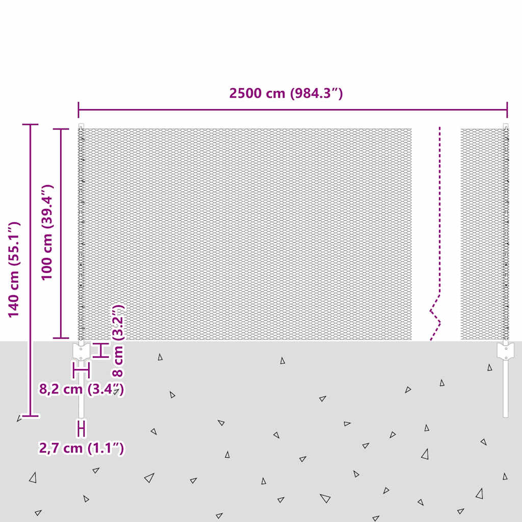 Heksagonalna ograda s stubom 10 x 1 m Čelik premazan PVC-om