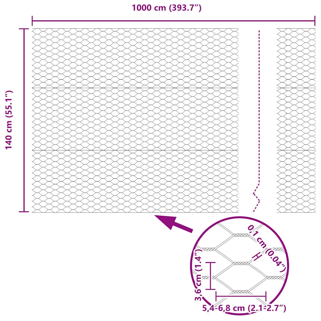 Heksagonalna ograda s stubom 10 x 1,4 m Čelik premazan PVC-om
