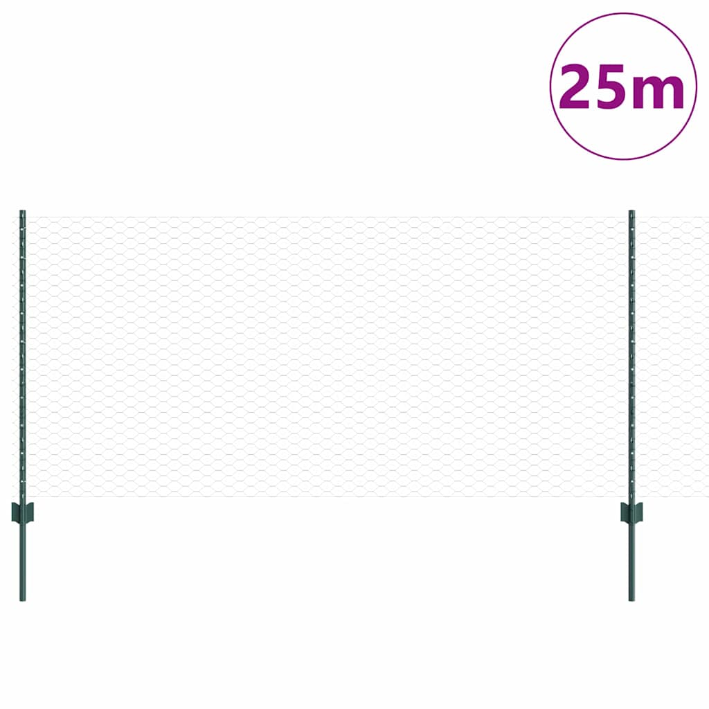 Heksagonalna ograda s stubom 25 x 1 m Čelik premazan PVC-om