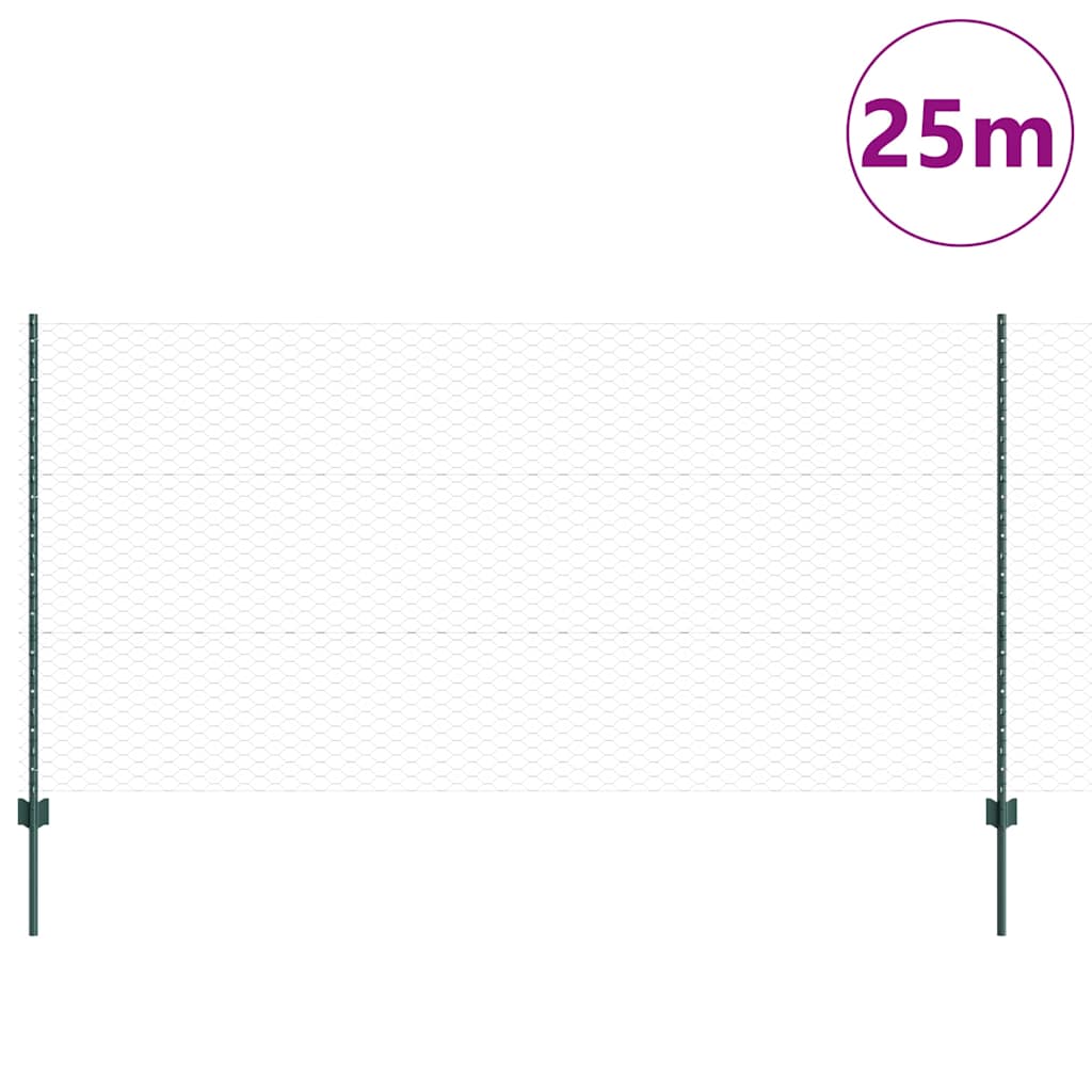 Heksagonalna ograda s stubom 25 x 1,2 m Čelik premazan PVC-om