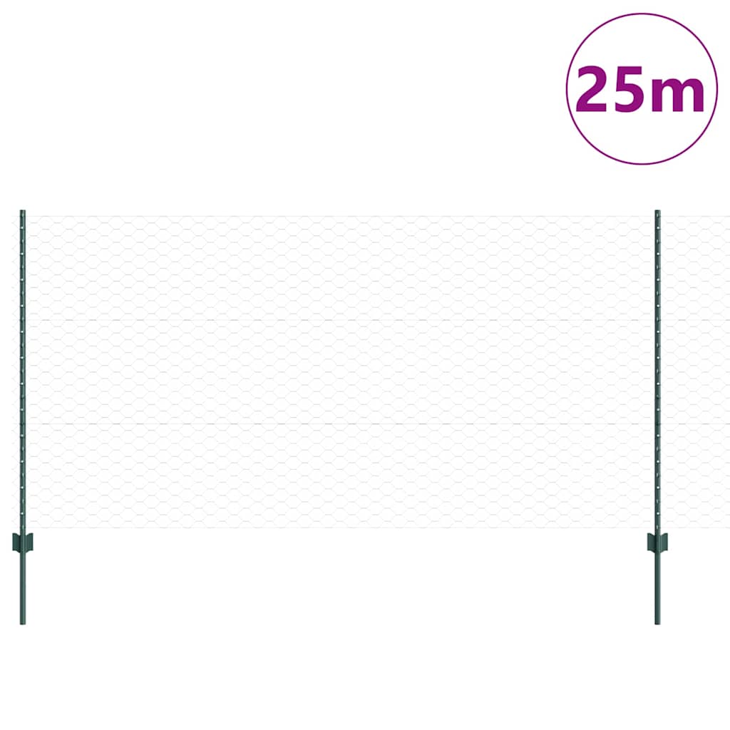 Heksagonalna ograda s stubom 25 x 1,2 m Čelik premazan PVC-om