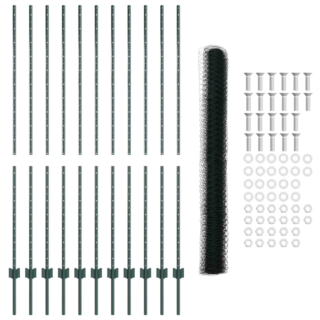 Heksagonalna ograda s stubom 25 x 1,6 m Čelik premazan PVC-om