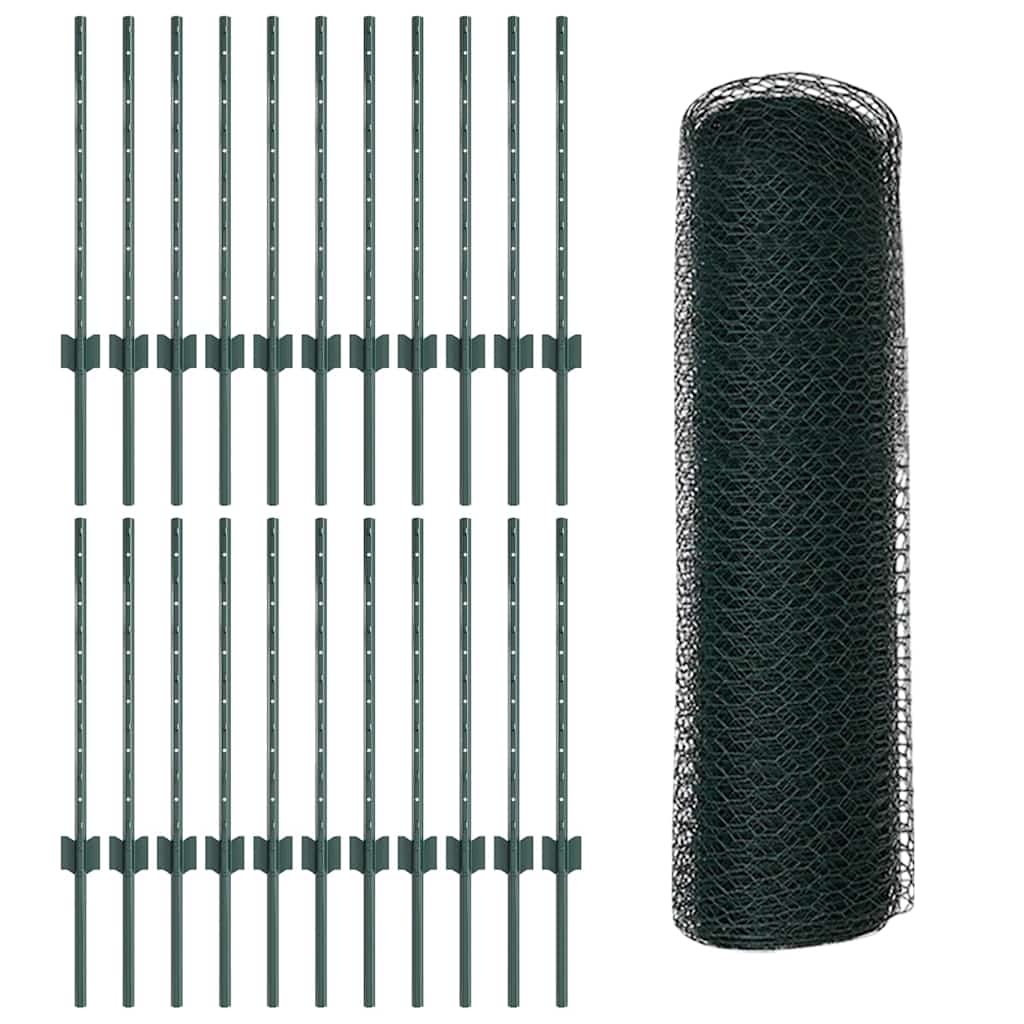 Heksagonalna ograda s stubom 50 x 0,5 m Čelik premazan PVC-om