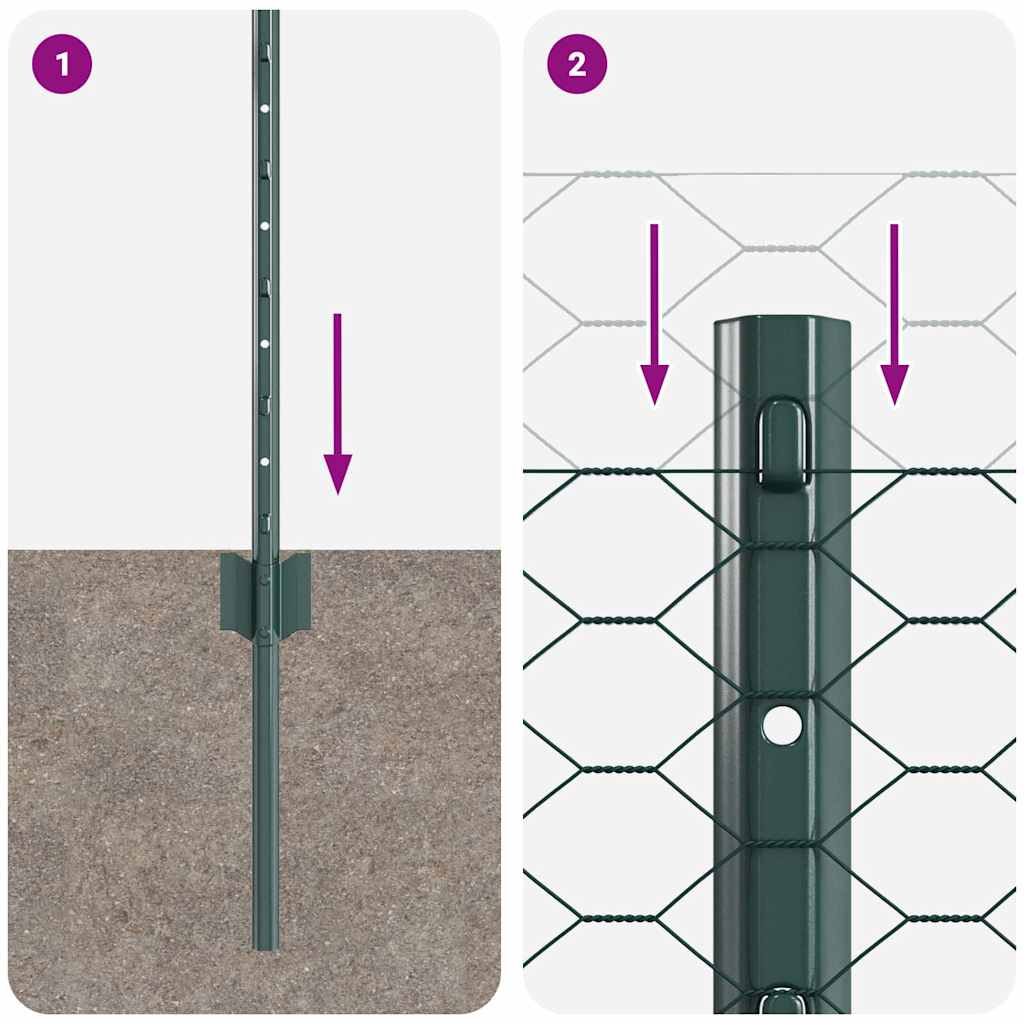 Heksagonalna ograda s stubom 50 x 0,5 m Čelik premazan PVC-om