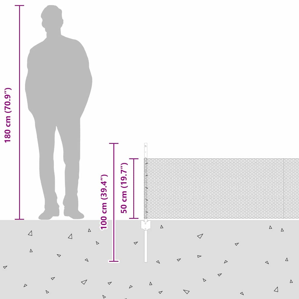 Heksagonalna ograda s stubom 50 x 0,5 m Čelik premazan PVC-om